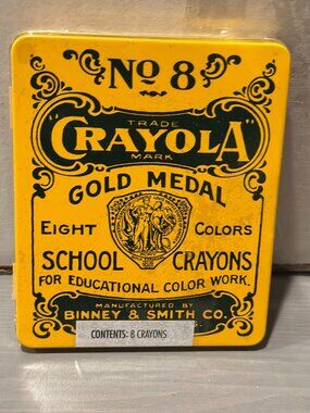 Vintage 2000 Crayola No. 8 Gold Medal School Crayons Tin – Factory Sealed NIB Co